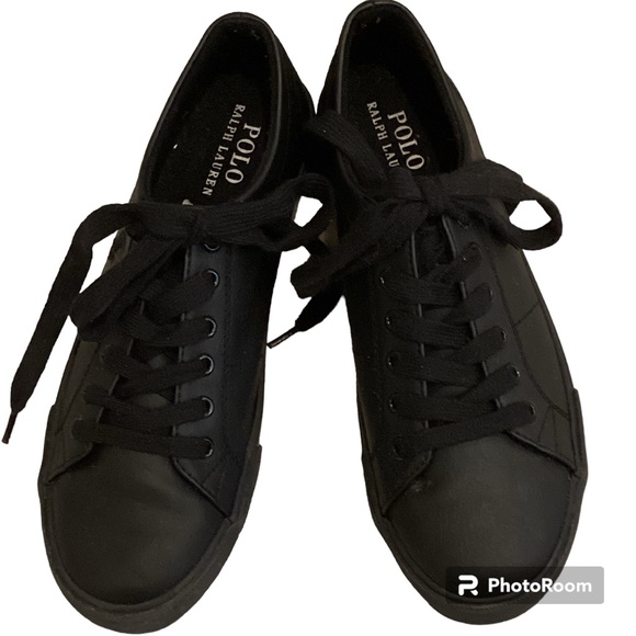 Polo Ralph Lauren Triple Black Lace-up Sneaker, Size 6 - Picture 2 of 14